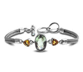 SB-1930-CO1 Sterling Silver Bracelet With Green Amethyst Q., Citrine Q. Jewelry Bali Designs Inc